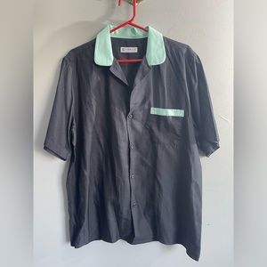 Contrast Collar Cotton Silk Poplin Bowling Shirt Cobra S.C.